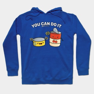 Funny Gym Workout Cartoon Graphic, You Can Do It Inspiring Quote Hoodie